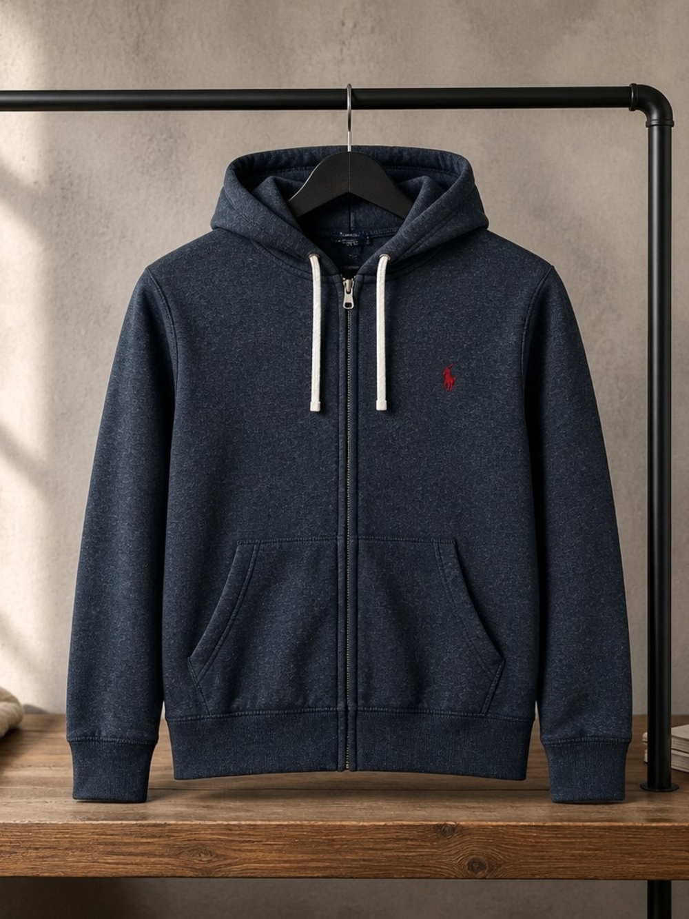 Polo Ralph Lauren Gray Full Zip Hoodie Mens Size XXL Red Pony Logo Thick Warm